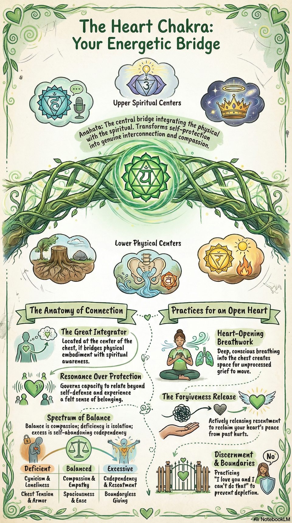 Sample Heart Chakra teaching plate showing the heart as the energetic bridge